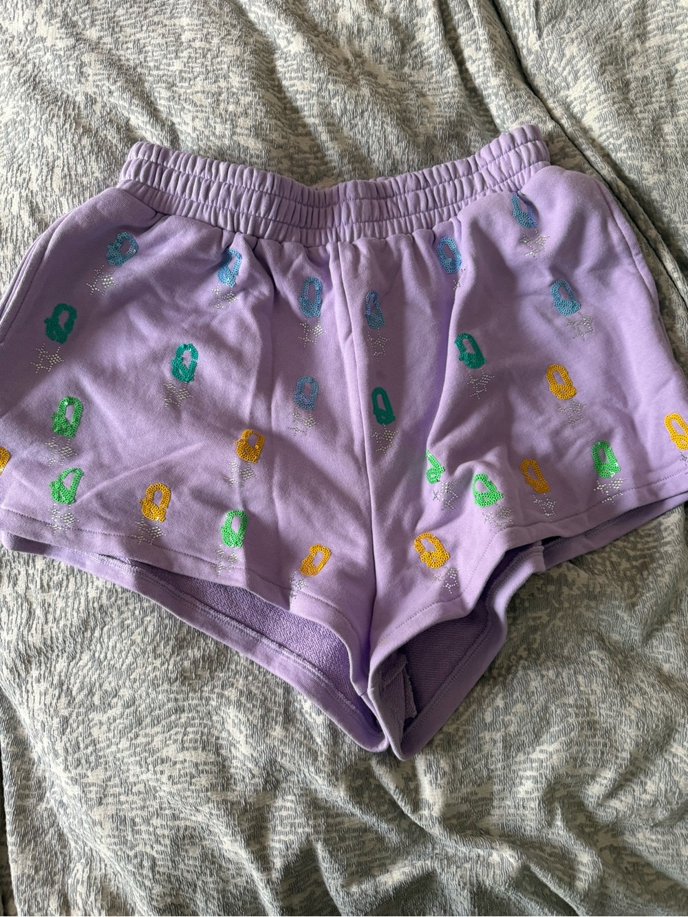 Lavender Embroidered Lounge Shorts queen of sparkles